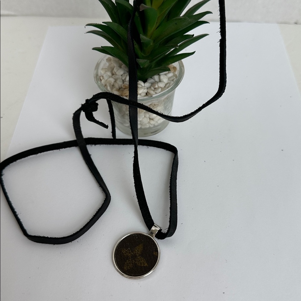Custom Silver Tone Pendant with Authentic LV Monogram Canvas